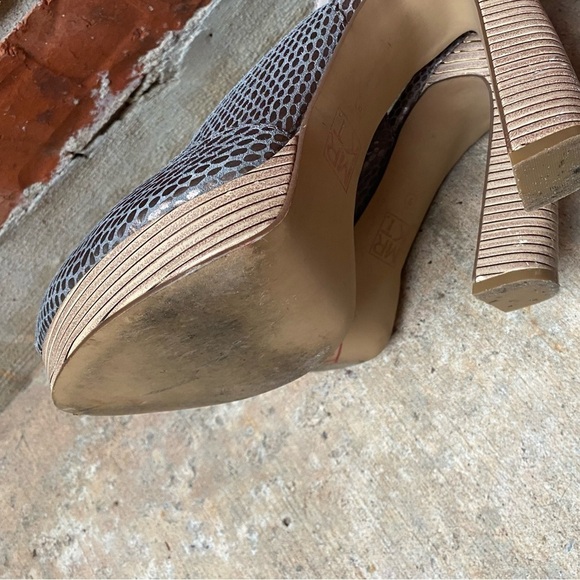 MRKT. Womens 9 Metallic Peeptoe Slingback Chunky Heels - Picture 10 of 12